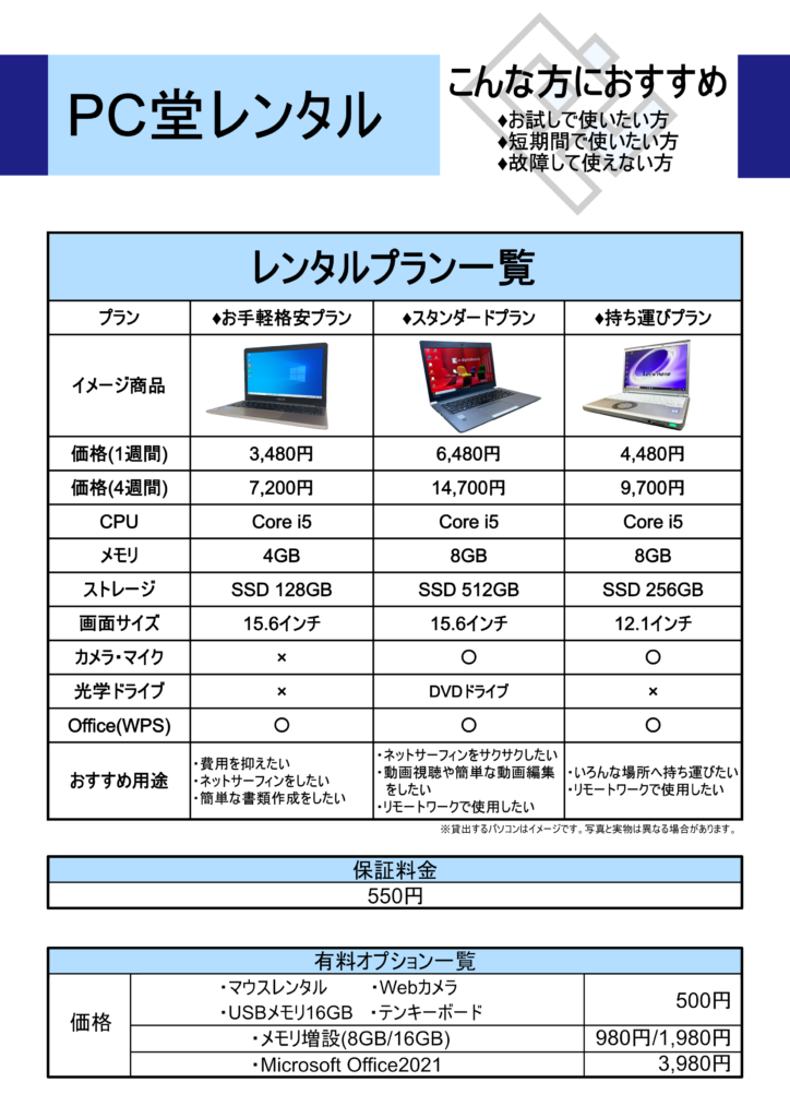 【愛知県岡崎市】ノートパソコンレンタルならPC堂♪【PC堂 ウイングタウン岡崎店】